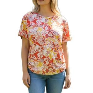 Hawaiian Tropical Print Stretch Blouse